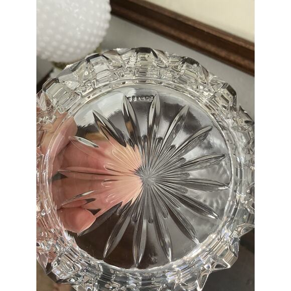 Vintage Midcentury Glass Ashtrays Art Deco Crystal Matching Set Of Ashtrays MCM - Picture 2 of 3